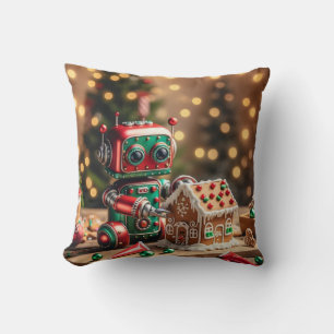 Christmas Robot Throw Pillow