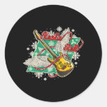 Christmas Rock n Roll Electric Guitar Rock Music Classic Round Sticker