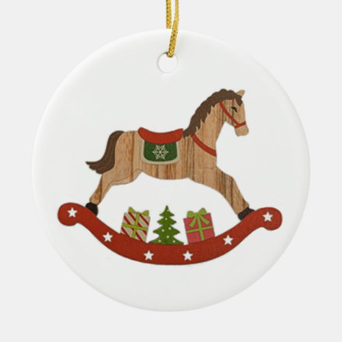 Christmas Rocking Horse Ceramic Ornament