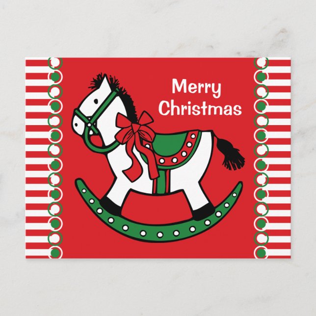 Christmas Rocking Horse Custom Holiday Postcard (Front)