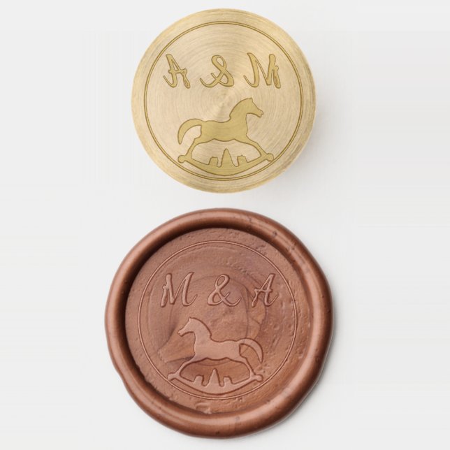Christmas Rocking Horse Monogram Wax Seal Stamp (Stamped)