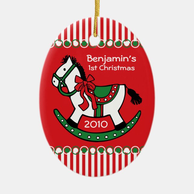 Christmas Rocking Horse Personalized Ornament (Front)