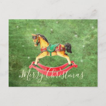 Christmas Rocking Horse Postcard by camcguire at Zazzle