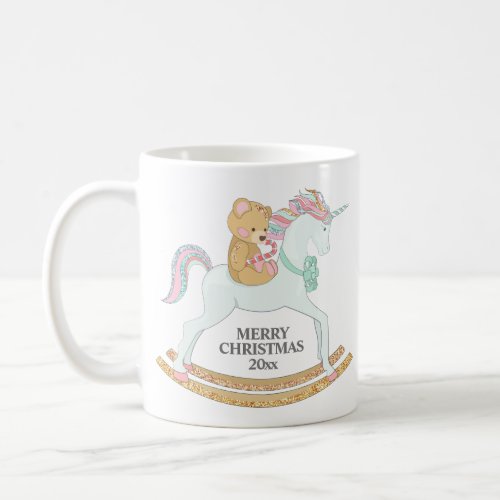 Christmas Rocking Horse Unicorn Teddy Bear Pastel Coffee Mug