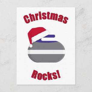 Christmas Rocks! Curling Holiday Postcard