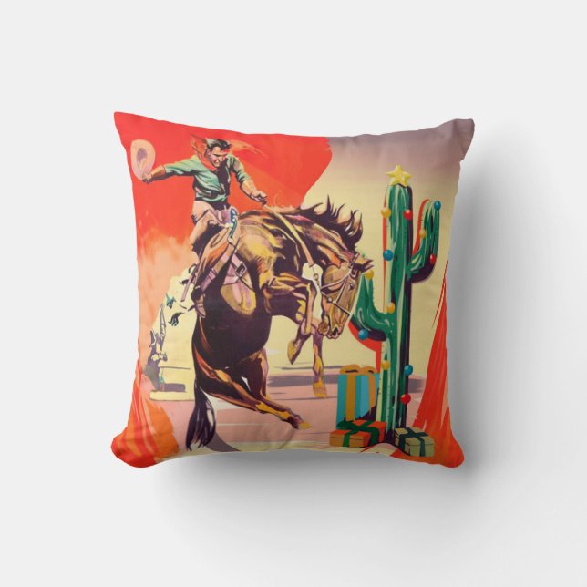 Christmas Rodeo Throw Pillow (Front)