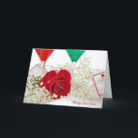 Christmas romance for spouse holiday card<br><div class="desc">Red rose with red and green cocktail glasses for Christmas romance.</div>