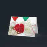 Christmas romance for spouse holiday card<br><div class="desc">Red rose with red and green cocktail glasses for Christmas romance.</div>