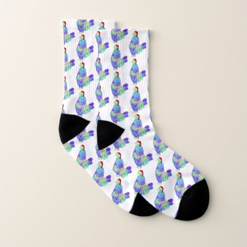 Christmas Rooster Funny Colorful Festive Cockerel Socks