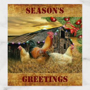 Christmas Rooster Hen Barn Coop Farm Envelope Liner