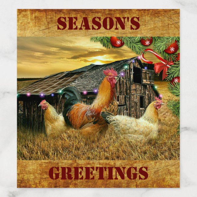 Christmas Rooster Hen Barn Coop Farm Envelope Liner (Design)