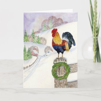 Christmas Rooster Holiday Card by glorykmurphy at Zazzle