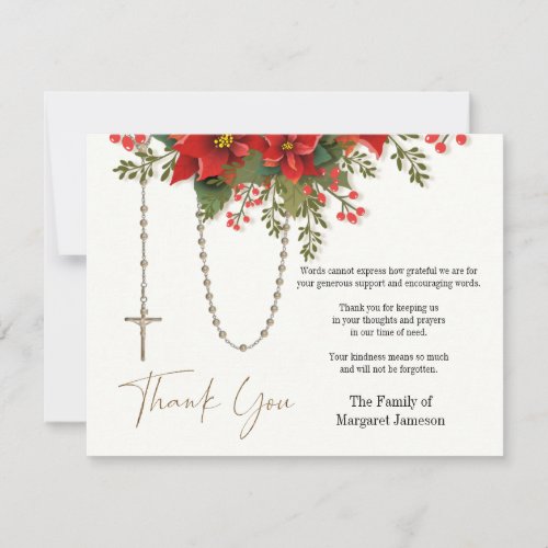 Christmas Rosary Funeral Condolence Sympathy Thank You Card