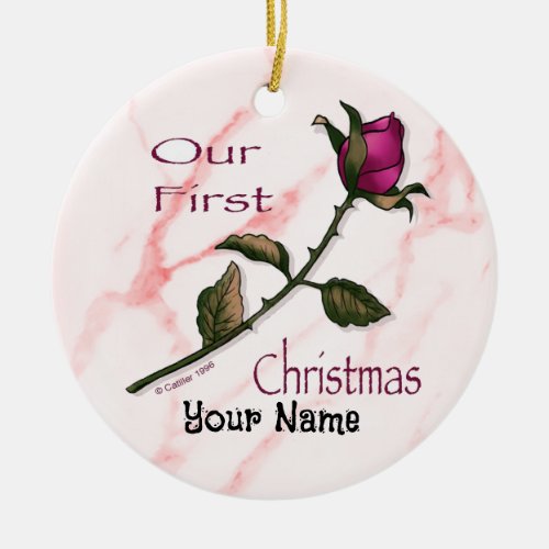 Christmas Rose Ceramic Ornament