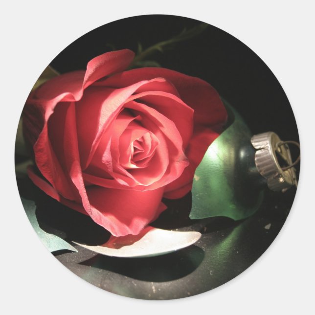 Christmas Rose Customizable Christmas Card Seals (Front)