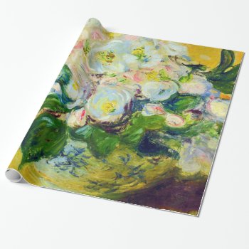 Christmas Rose Flowers Wrapping Paper by monetart at Zazzle