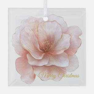 Christmas Rose Glass Ornament