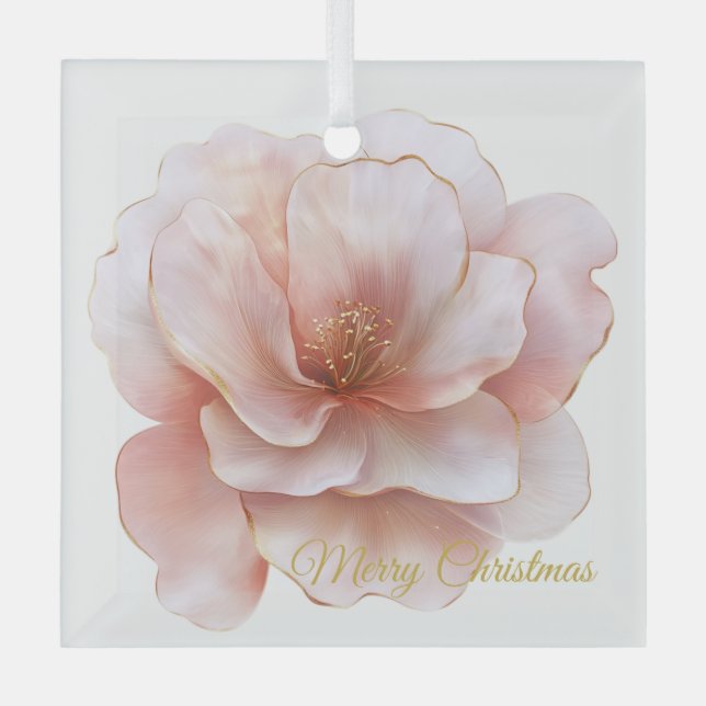Christmas  Rose Glass Ornament (Front)