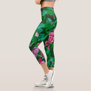 Christmas Rose Helleborus Flowers Floral Capri Leggings