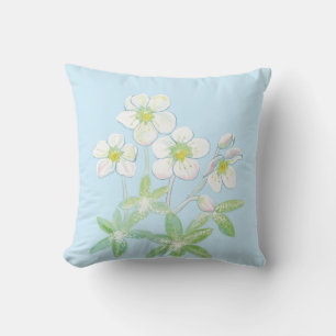 Christmas rose, Helleborus niger  Throw Pillow