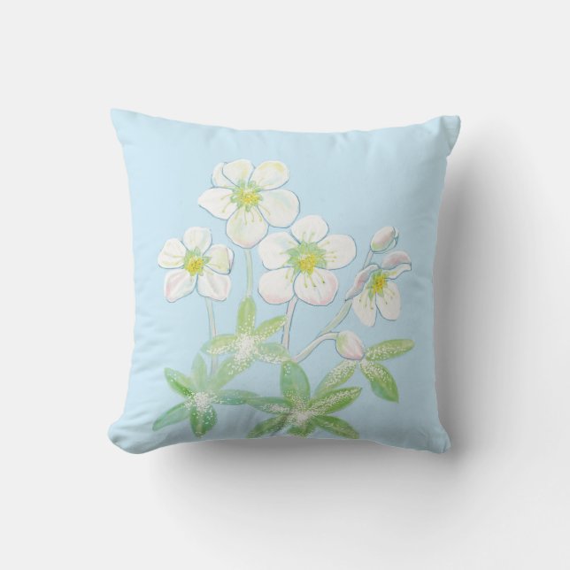 Christmas rose, Helleborus niger  Throw Pillow (Front)