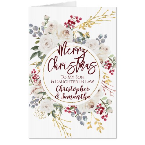 Christmas Rose Son Daughter In Law Oversized Card