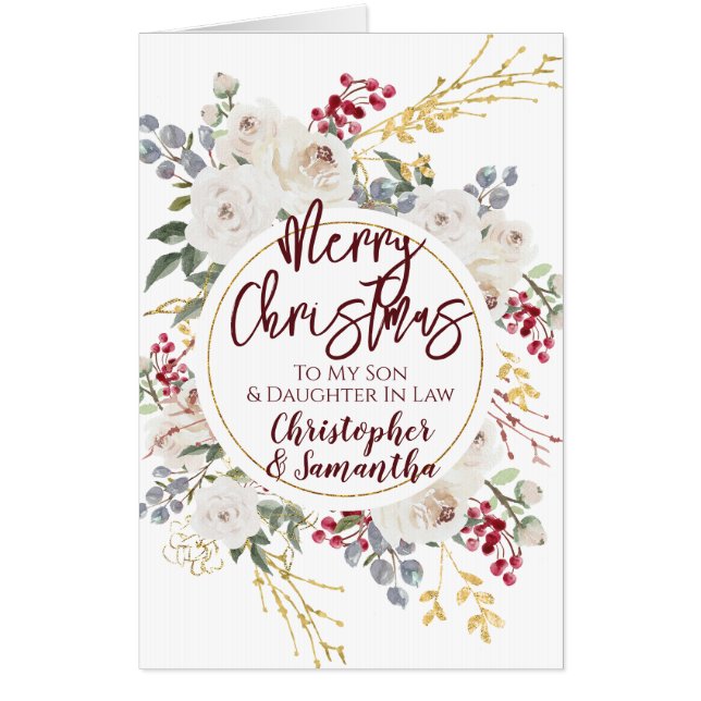 Christmas Rose Son Daughter In Law Oversized Card (Front)