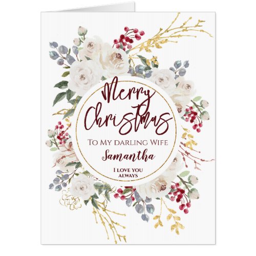 Christmas Rose Wife Oversized Card