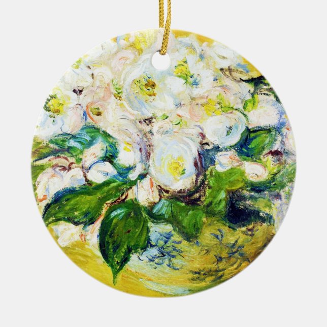 Christmas Roses Claude Monet flowers floral paint Ceramic Ornament (Front)