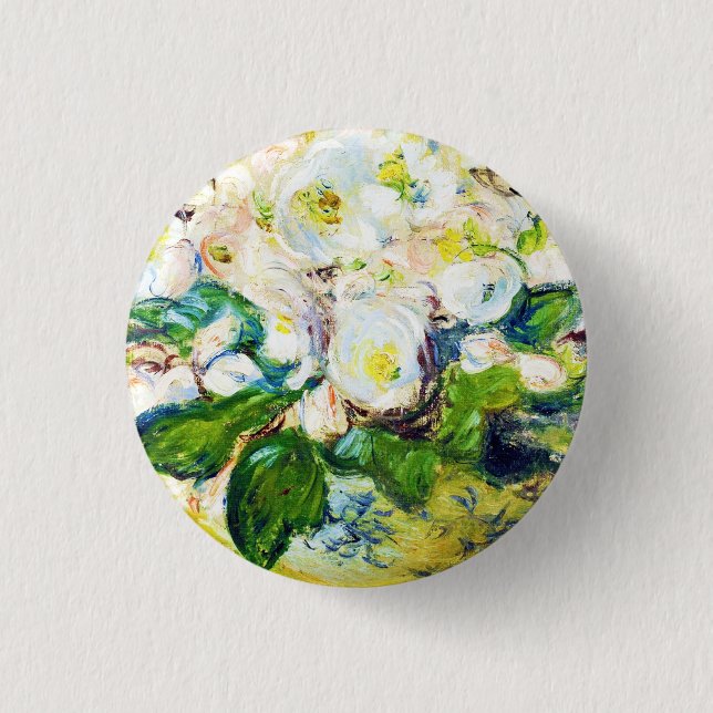 Christmas Roses Claude Monet flowers floral paint Pinback Button (Front)