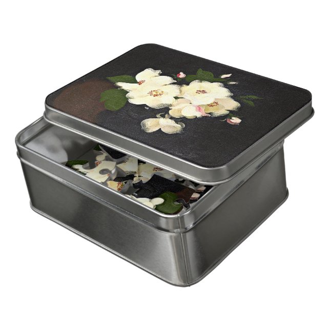 Christmas Roses, fine art floral painting Jigsaw Puzzle (Lid Open)