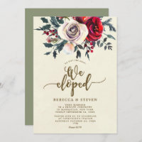 christmas roses modern we eloped invitation