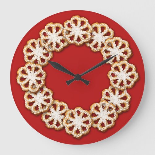 Christmas Rosette Cookies Large Clock