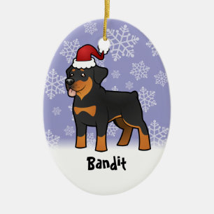 Christmas Rottweiler (add your pets name) Ceramic Ornament