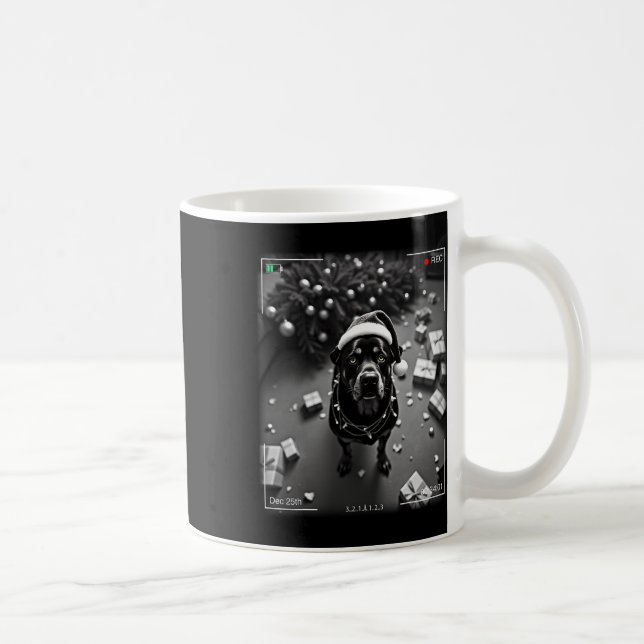 Christmas Rottweiler Caught On Camera  Coffee Mug (Right)