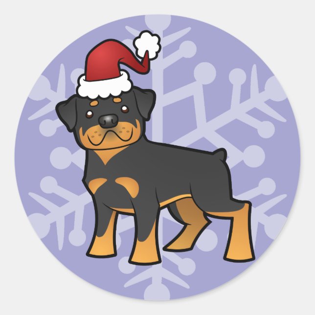 Christmas Rottweiler Classic Round Sticker (Front)