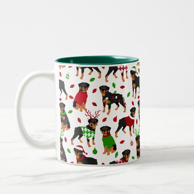 Christmas Rottweiler Coffee Mug (Left)