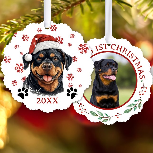 Christmas Rottweiler Dog Personalized Ornament Card (Creator Uploaded)