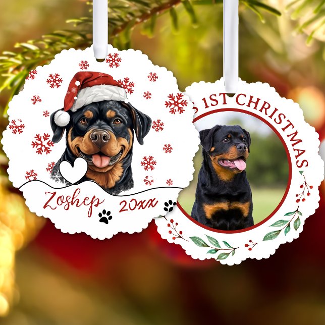 Christmas Rottweiler Dog Personalized Ornament Card (Creator Uploaded)