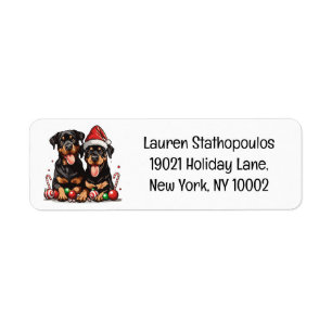 Christmas Rottweiler Dog Santa Label