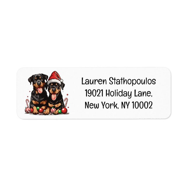Christmas Rottweiler Dog Santa Label (Front)