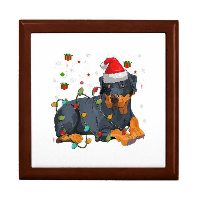 Christmas Rottweiler Dog Santa Xmas Light Gift Box (Front)