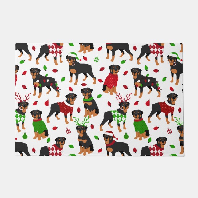 Christmas Rottweiler Doormat (Front)