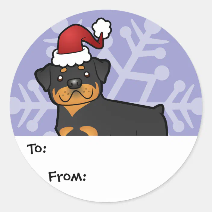 Present Favor Labels Rottweiler Dog Christmas Gift Tags 