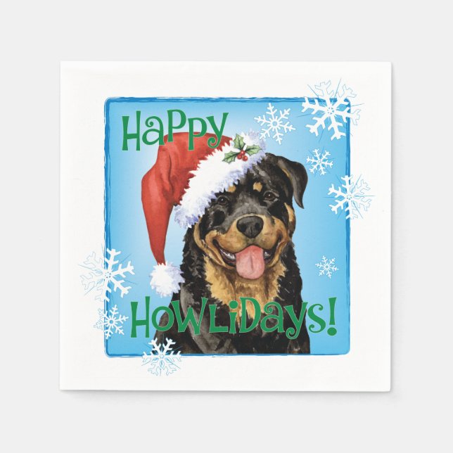 Christmas Rottweiler Napkins (Front)