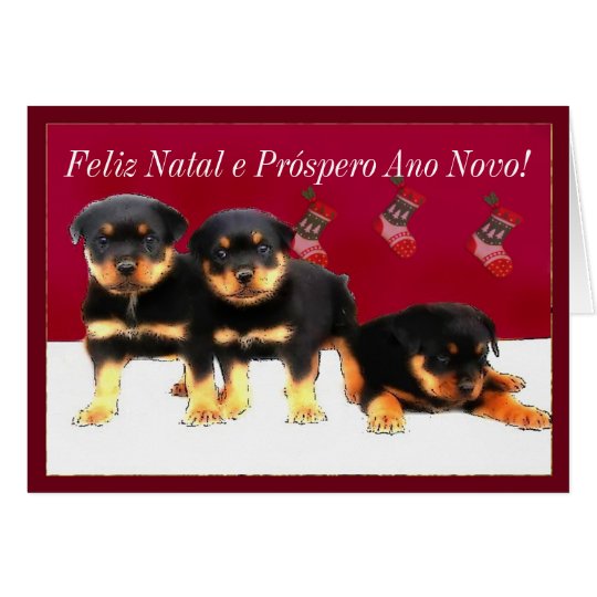 Christmas Rottweiler puppies Card