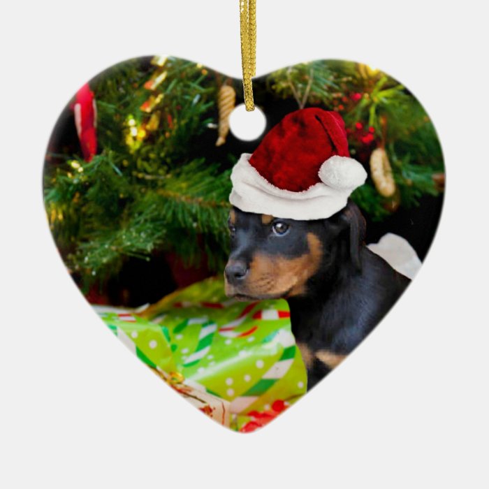 Christmas Rottweiler puppy Christmas Tree Ornament