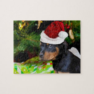 Christmas Rottweiler puppy Jigsaw Puzzle