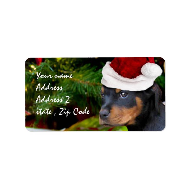 Christmas Rottweiler puppy Label (Front)