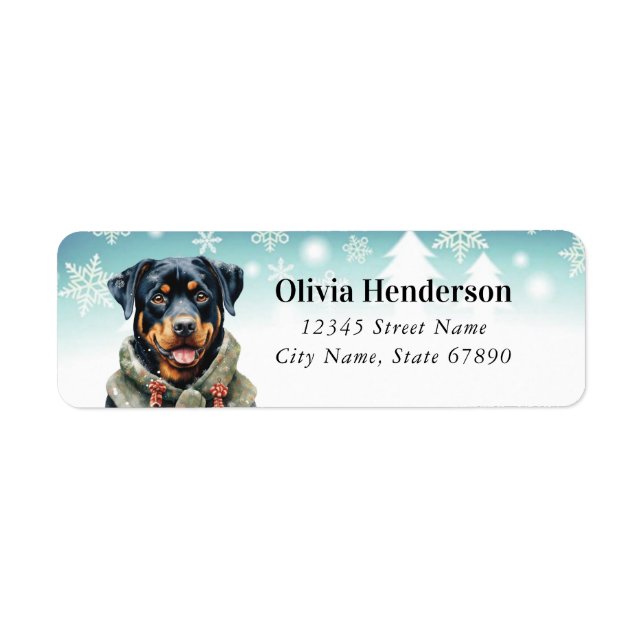 Christmas Rottweiler Return Address Labels (Front)